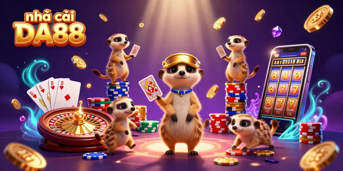 Experience the thrill of nhà cái DA88 with lively meerkats managing a vibrant casino.