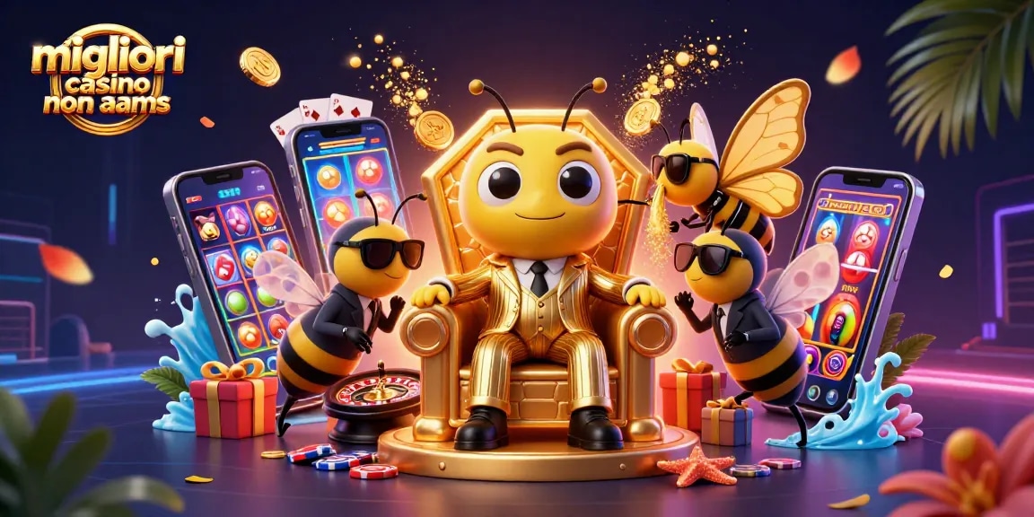 Experience the best gameplay with the migliori casino non aams in a vibrant 3D illustration filled with characters and casino elements.