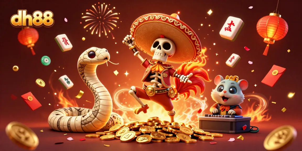 Experience vibrant gaming action with dh88 in an ultra-detailed 3D casino scene filled with gold.