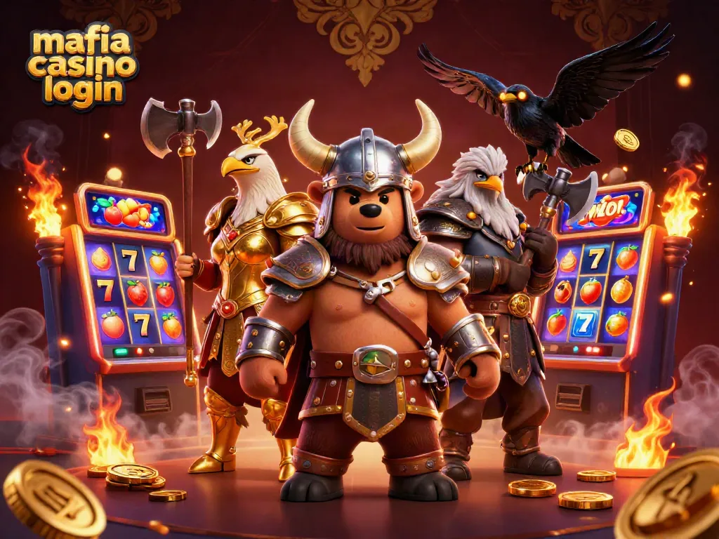 Engage with mafia casino login for an immersive gaming experience featuring 3D characters and slot machines.