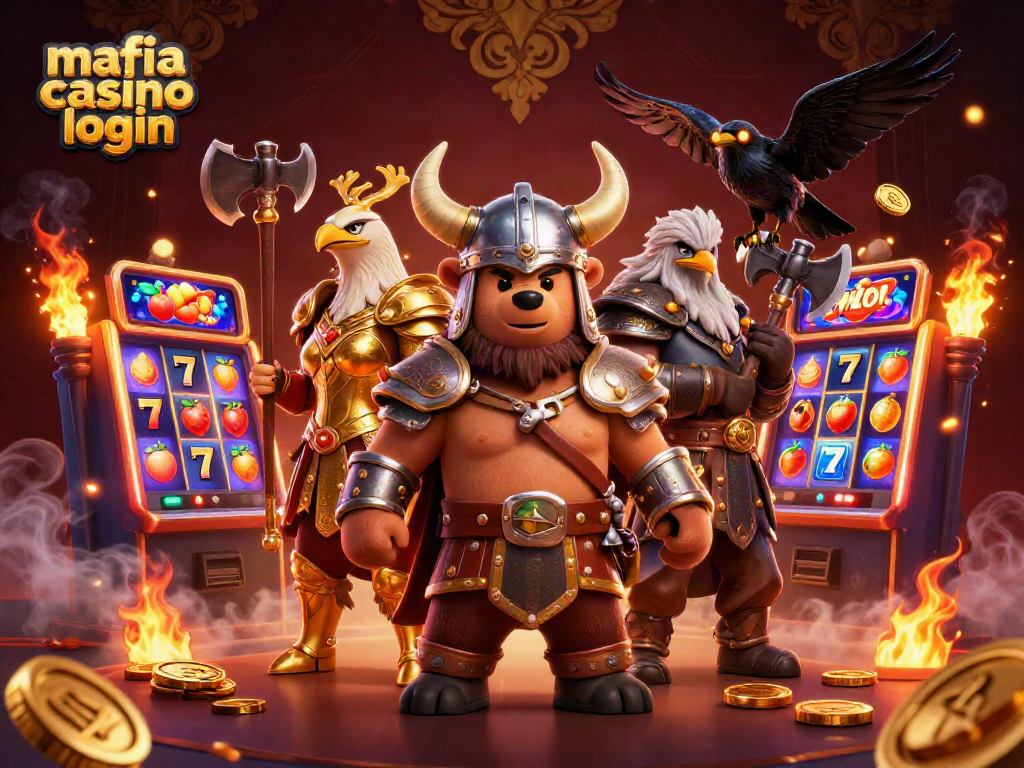 Engage with mafia casino login for an immersive gaming experience featuring 3D characters and slot machines.