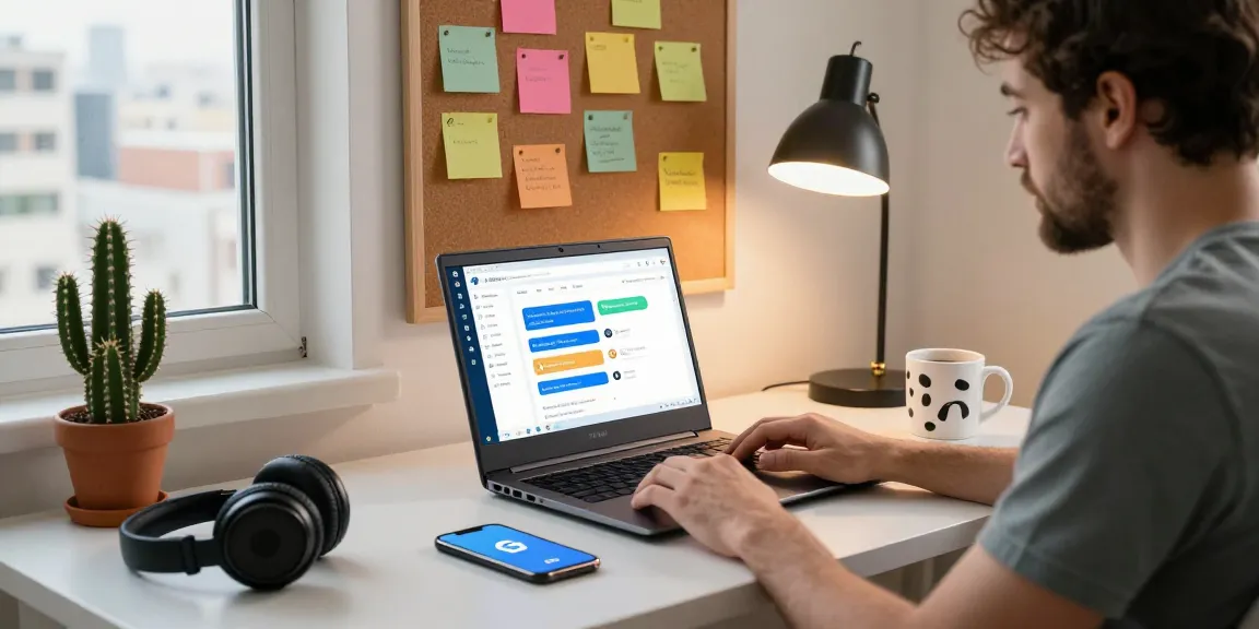 Developer engaging with the Telegram web version in a modern workspace