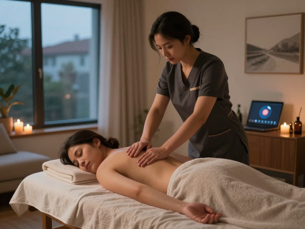 의정부출장마사지 at home with professional therapist in calming atmosphere.