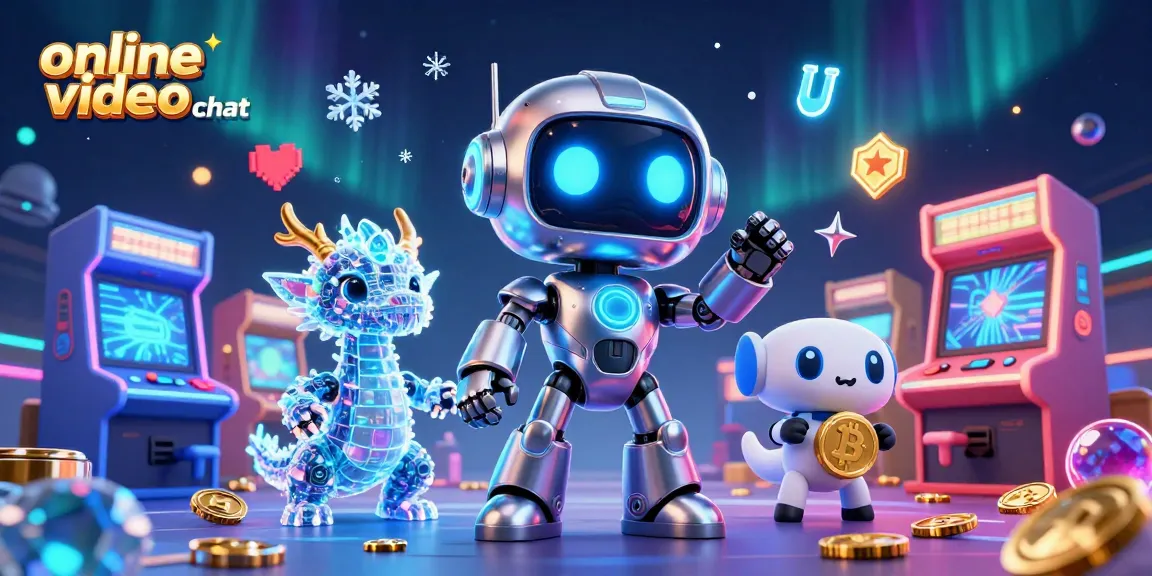 Engage in online video chat with vibrant avatars and interactive casino game elements.