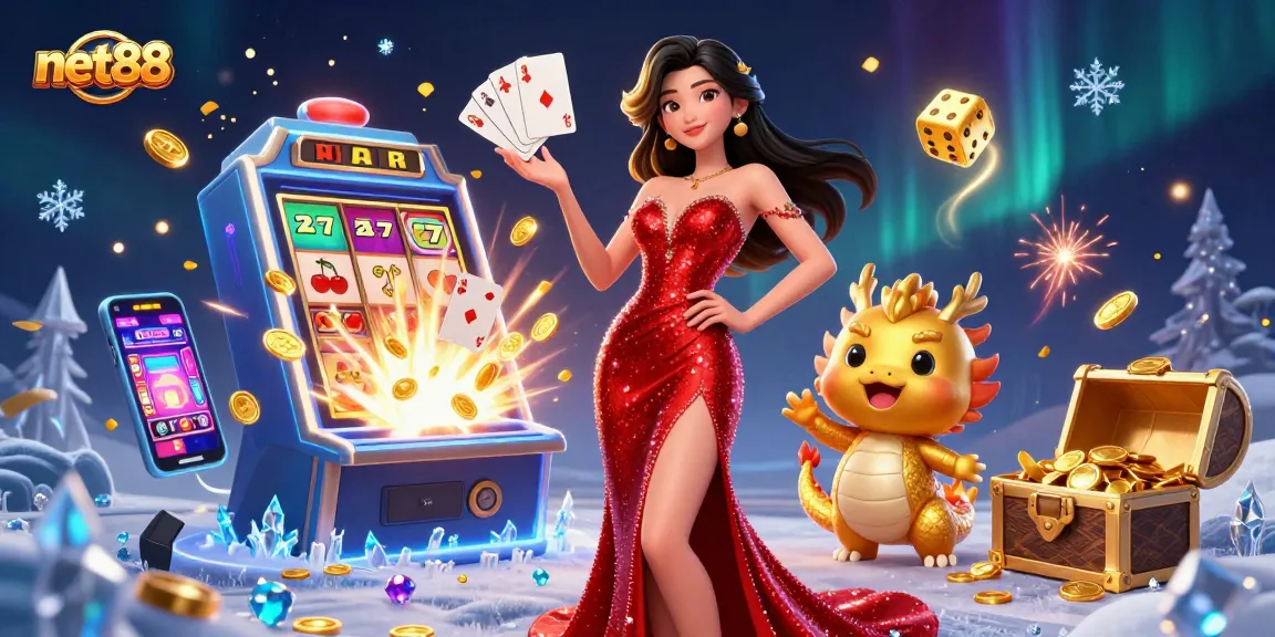 Experience net88's vibrant online casino world with colorful gaming elements and enchanting characters.