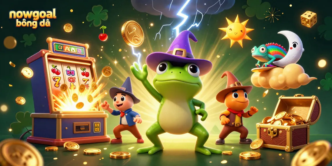 Bet on nowgoal bóng đá for live scores while a wizard frog creates a gold coin storm.